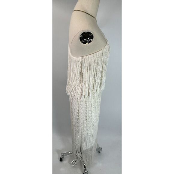 Ralph Lauren Blue Label White Crochet Dress Medium One Shoulder Fringe $998 NWT - Picture 3 of 16